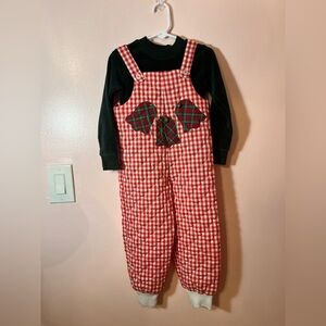 Charming Red Checkered Kids Overalls